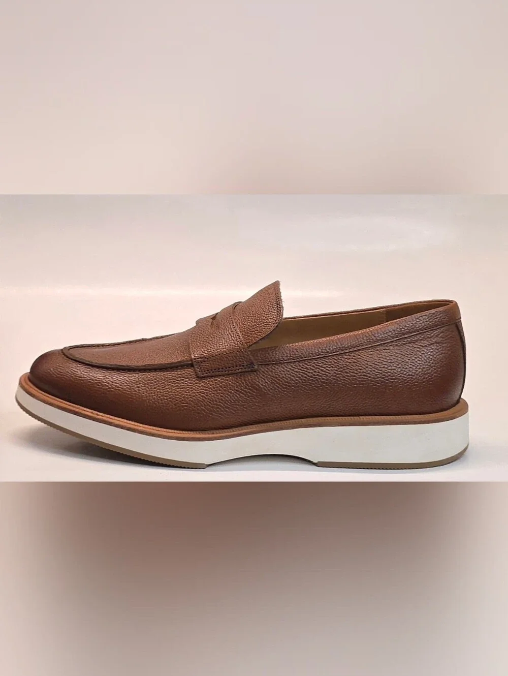 New Allen Edmonds Shoes Mens 10.5D Brown Benson Pebbled Leather Penny Loafer